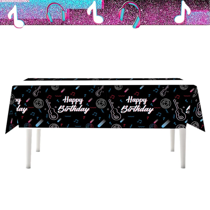 Hot Music Theme Party Club Decorations Balloon Banner For Kids Like Music Cake Topper Birthday Party Supplies Paper Plates Cups