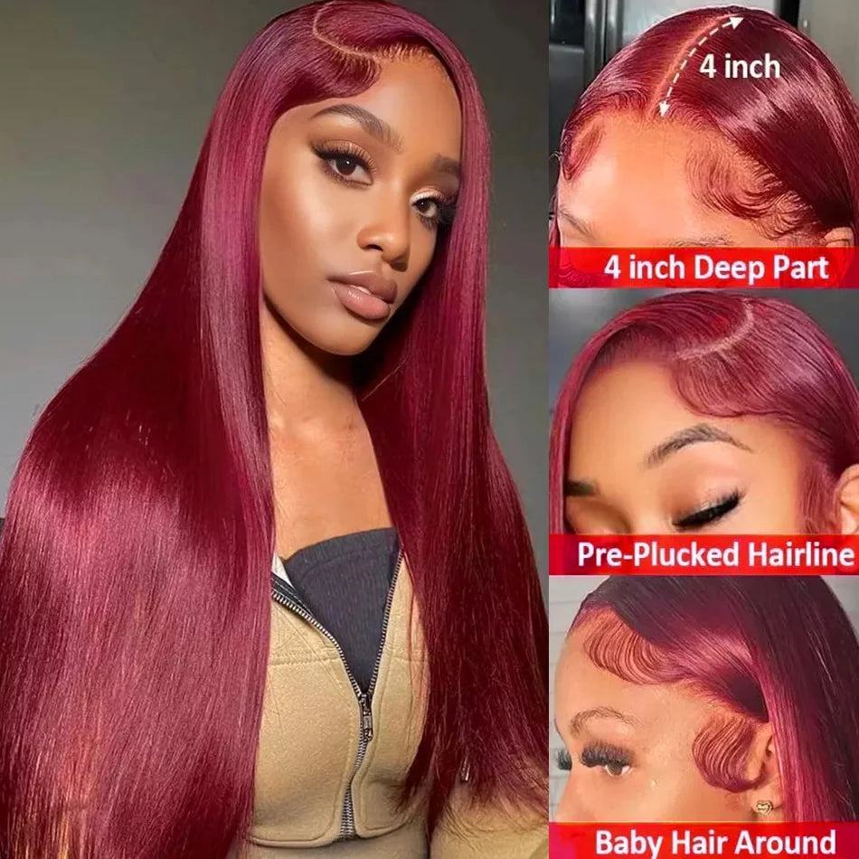 Red Wig 99J Burgundy 13X6 Hd Lace Frontal Human Hair Wig 13X4 Straight Lace Front Wigs Human Hair Red Lace Front Human Hair Wigs