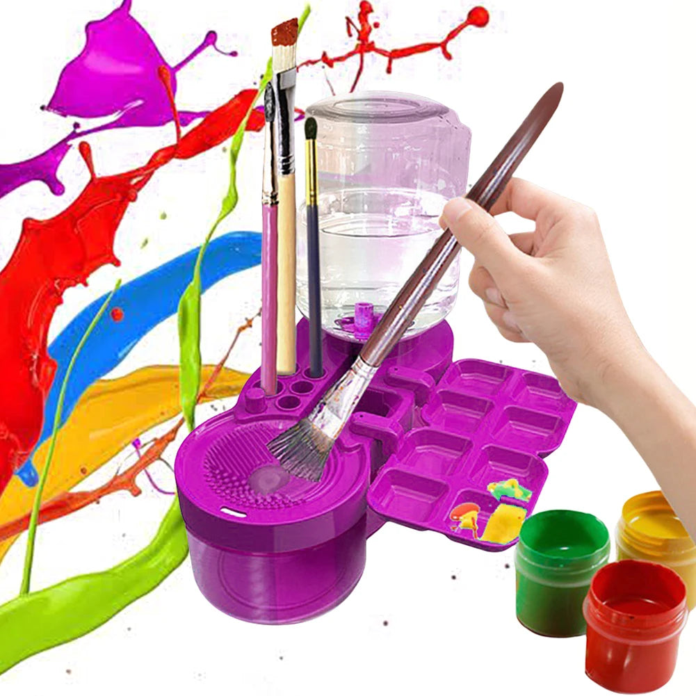 Paint Brush Cleaner Painting Supplies With Drainage And Brush Holder Tool For Acrylic Watercolor Water-Based Coating Kid Gift