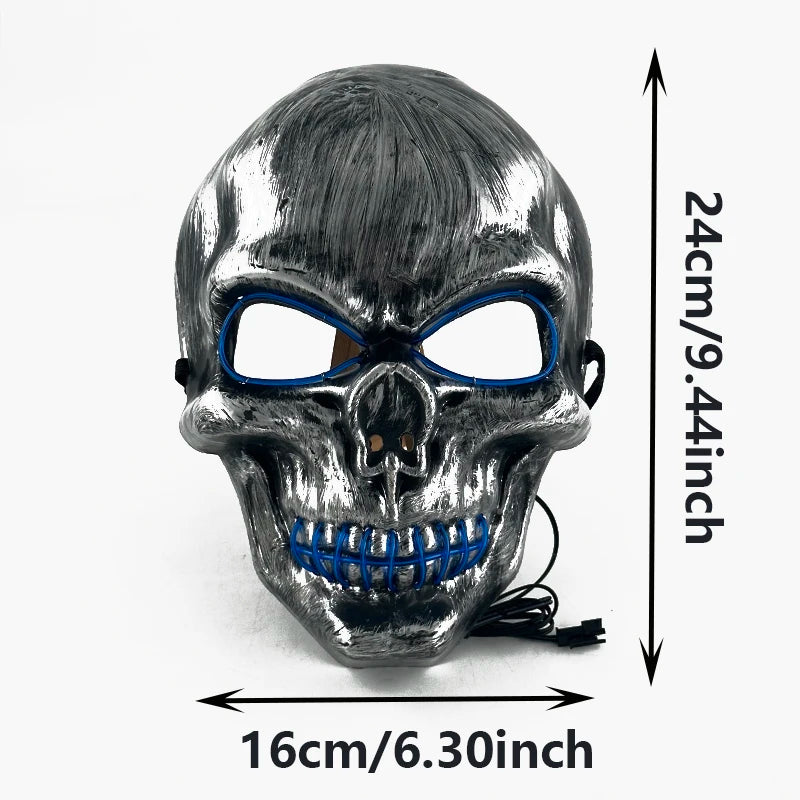 Halloween Horror Skull Head Mask Cosplay Skeleton Disguise Mask 10 Colors Luminous LED Mask  Glowing In The Dark Halloween Night