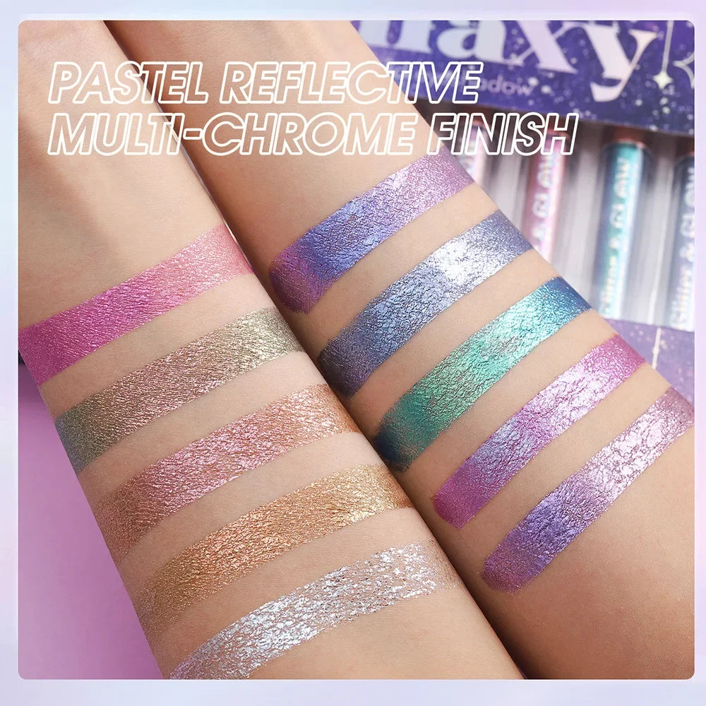 Multi Chrome Pigments Eye Shadow Palette Aurora  Long Lasting Multi Chrome Chameleon Glitter Liquid Eyeshadow Eye Glitter Makeup