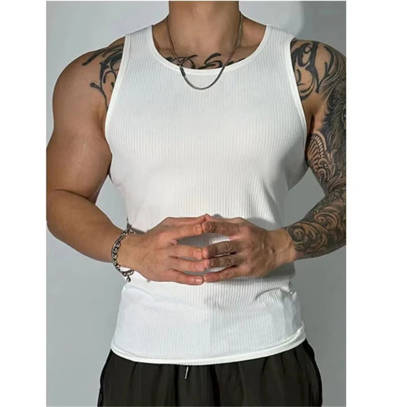 Spring Summer Fashion Tank Tops Man Solid Fit Round Neck Ropa Hombre Sleeveless Pullovers Tees Sport Hip Hop Y2K Men's Clothing