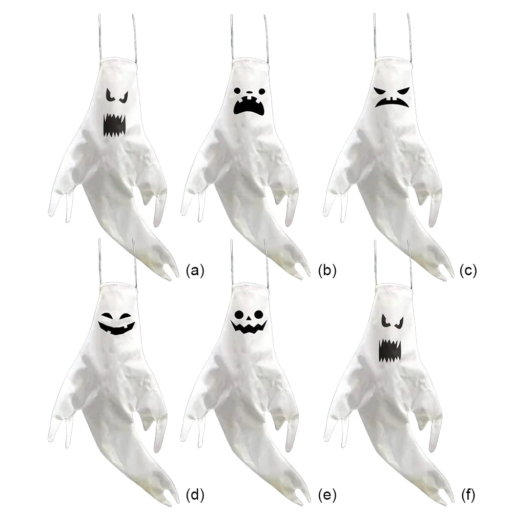 Outdoor Halloween Ghost Decoration Tree Hanging Windsock White Flying Ghosts Outdoor Haunted House Decor Outside Party Supplies