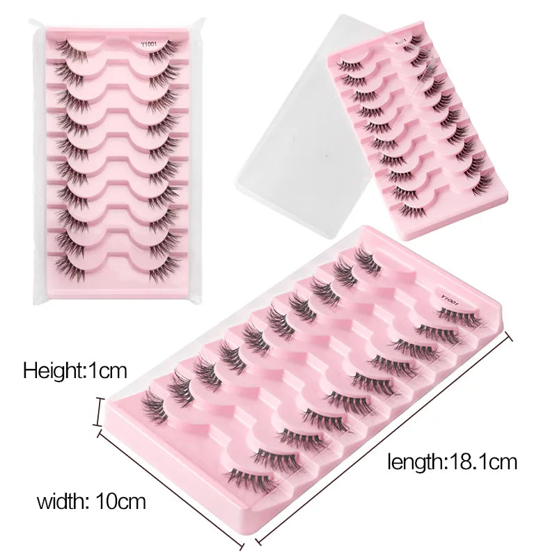 Half Eey Lashes 3/5/10 Pairs New Faux Mink Lashes Natural False Eyelashes Wispy Fluffy Eyelash Extension Makeup Half Lashes Tool