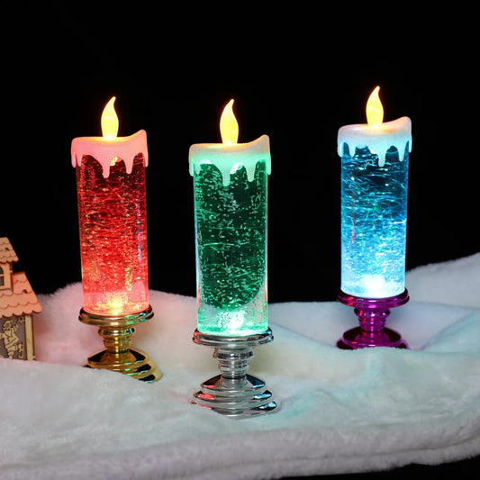 Multi-color Gradient Fantasy LED Candle Lights Crystal Electronic Candle Party Atmosphere Birthday Wedding Christmas Decoration