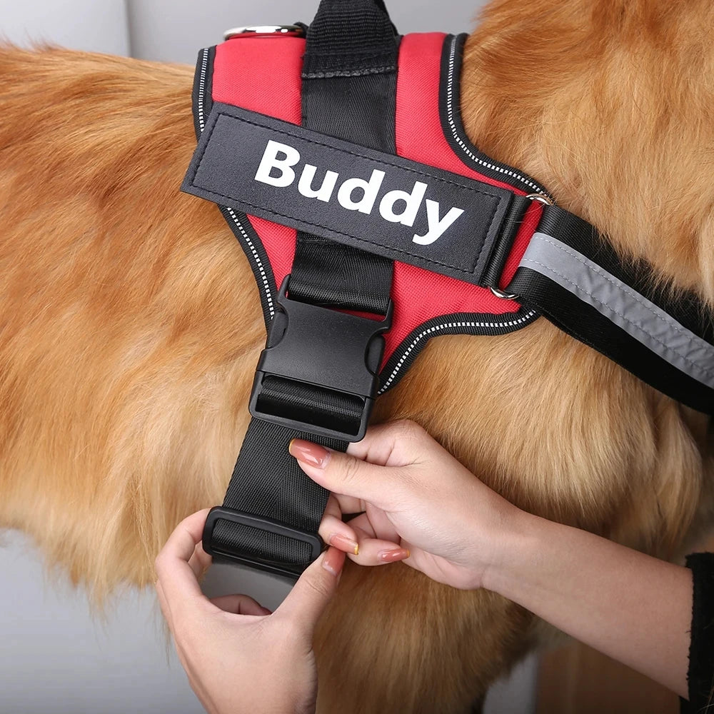 Dropshipping Dog Harness Vest ID Patch Customized Reflective Breathable Adjustable Pet Harness For Small Large Dogs NO PULL