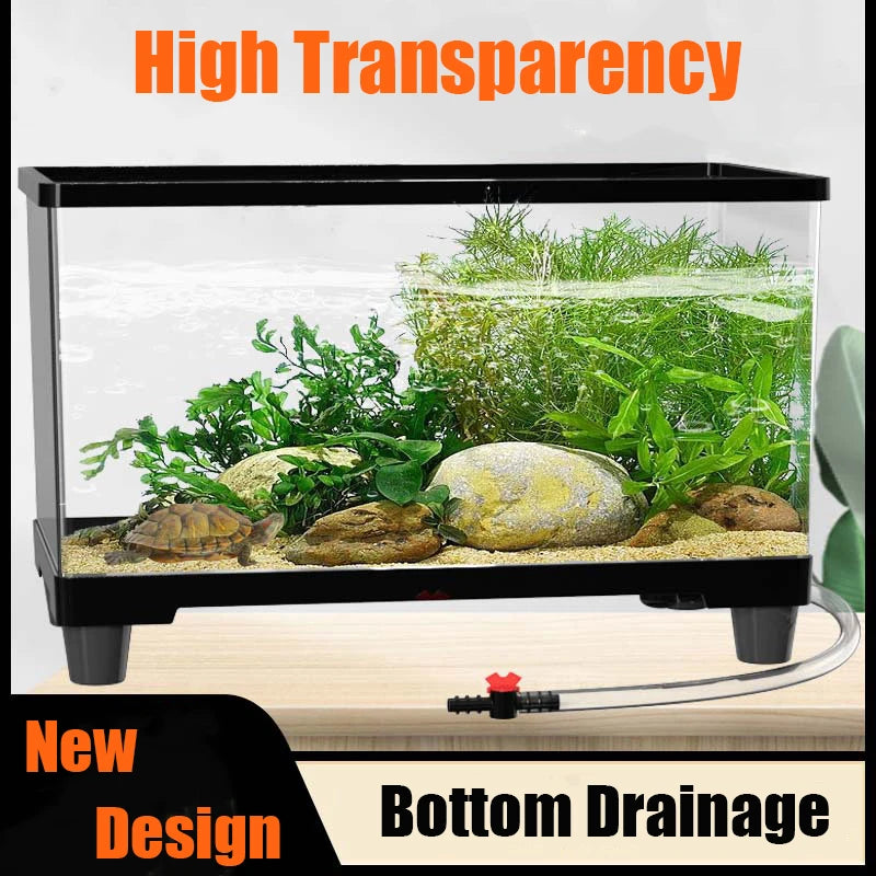 Fish Tank Ecologic Aquarium Turtle Tank Lighting Filter Amphibians Open Breeding Box Bottom Drainage Watertank Ecosystem