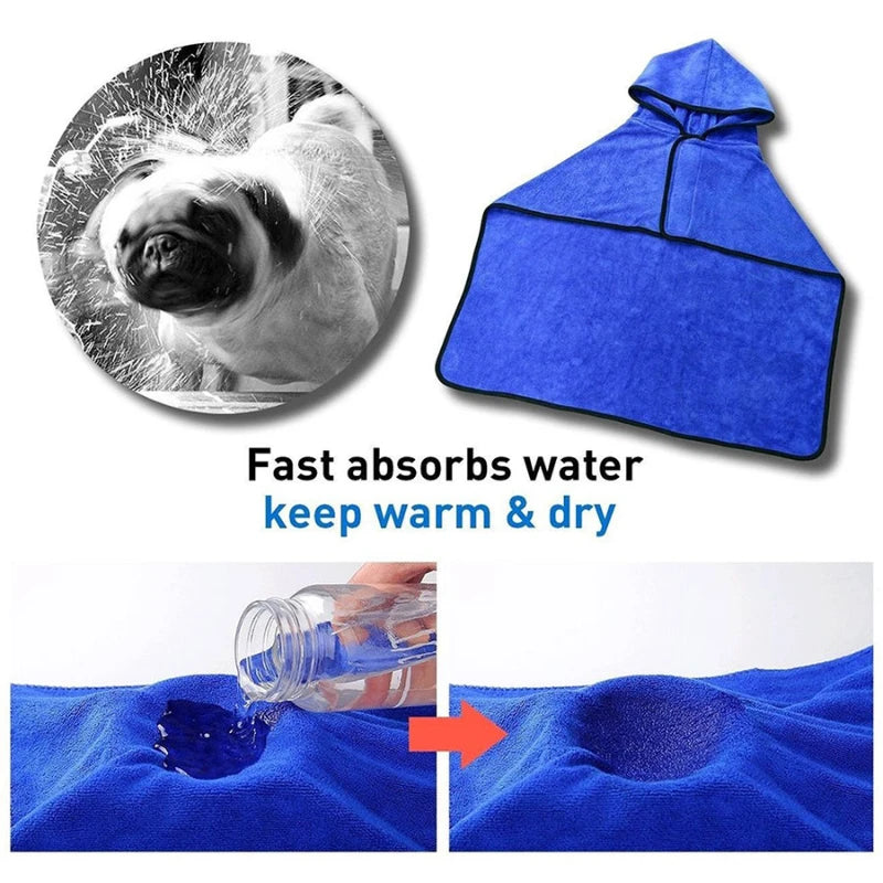 Pet Dog Cat Bathrobe Microfiber Quickly Absorbing Water Bath Towel