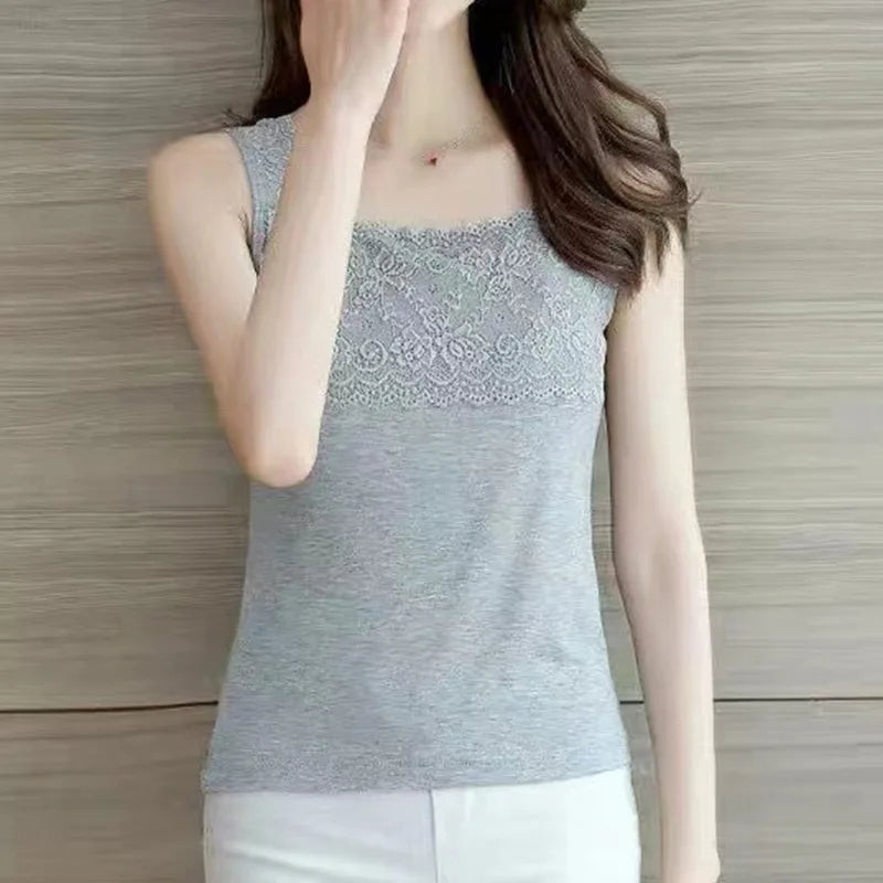 2024 Summer Top Women Sleeveless Lace Tank Top Sexy Women's T-shirt Vest Tank Tops Female Vest Tops White Black Underwear Women