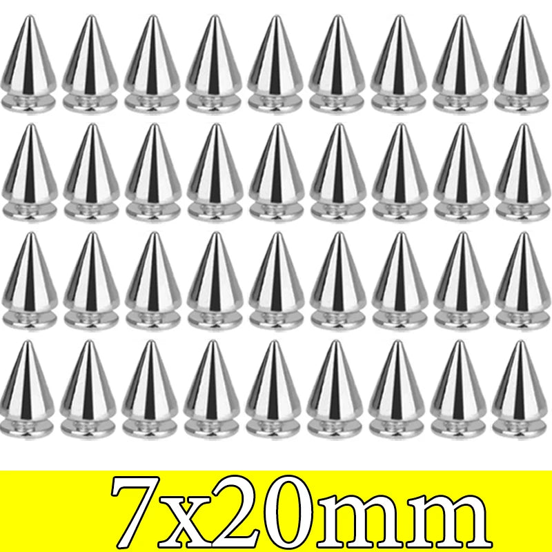 200/10Pcs Spiked Punk Rivets Multiple Sizes Screw Back Studs Punk Rock Bullet Rivets for Home DIY Sewing Clothing Leather Craft