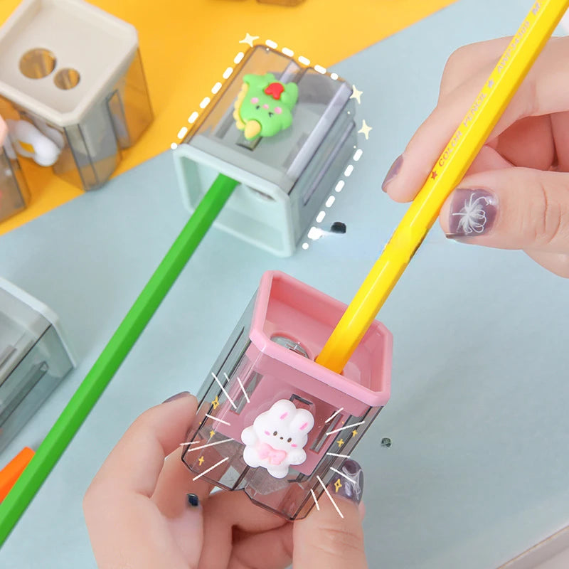 1 Pc Cartoon Patterns Pencil Sharpener Pencil Cutter 2 Hole Cute Sharpener Knife Smooth Sharpening School Accessories stationery