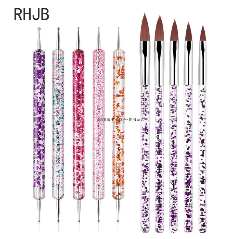 New 2025 Multiple nail art nail brush Design Tip Drawing Carving Dotting Nail Pen Builder Flat Liner Acrylic Gel Polish Manicure