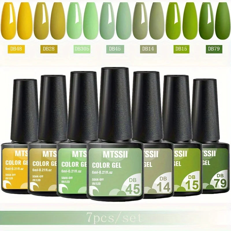 Mtssii 7pcs/set Gel Nail Polish Set For All Season Nail Art Semi-permanent nail polish Soak Off UV/LED Gel Polish nail supplies