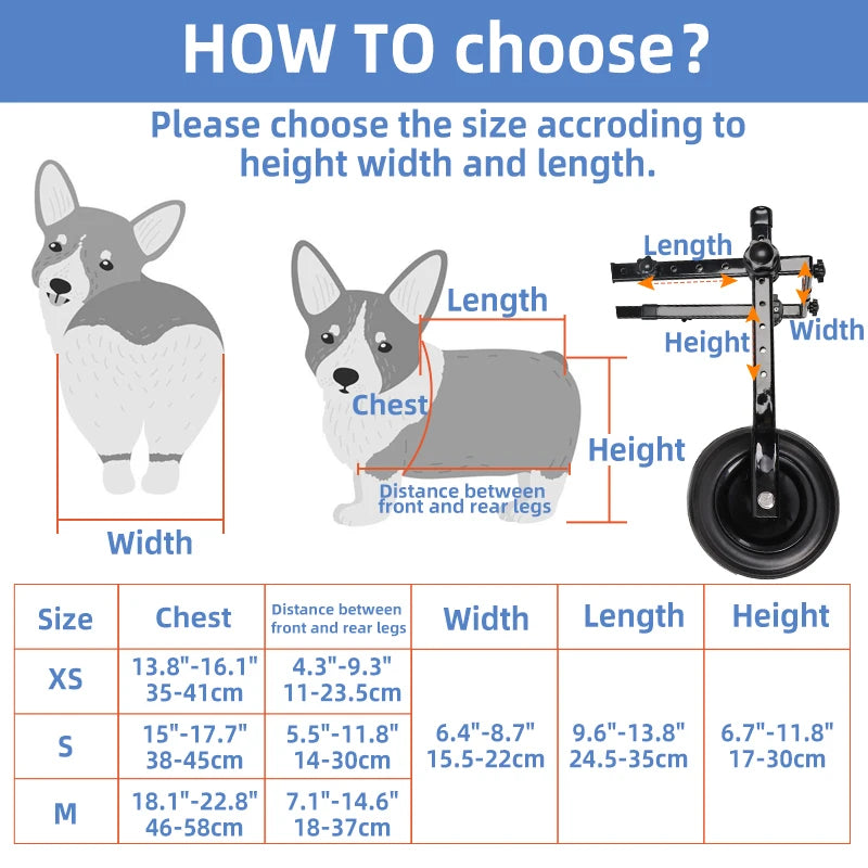 Pet Walk Booster Dog Wheelchair Disability Adjustable Dog Hind Legs Bracket Cat Dog Injured And Weak Rehabilitation Aid Car