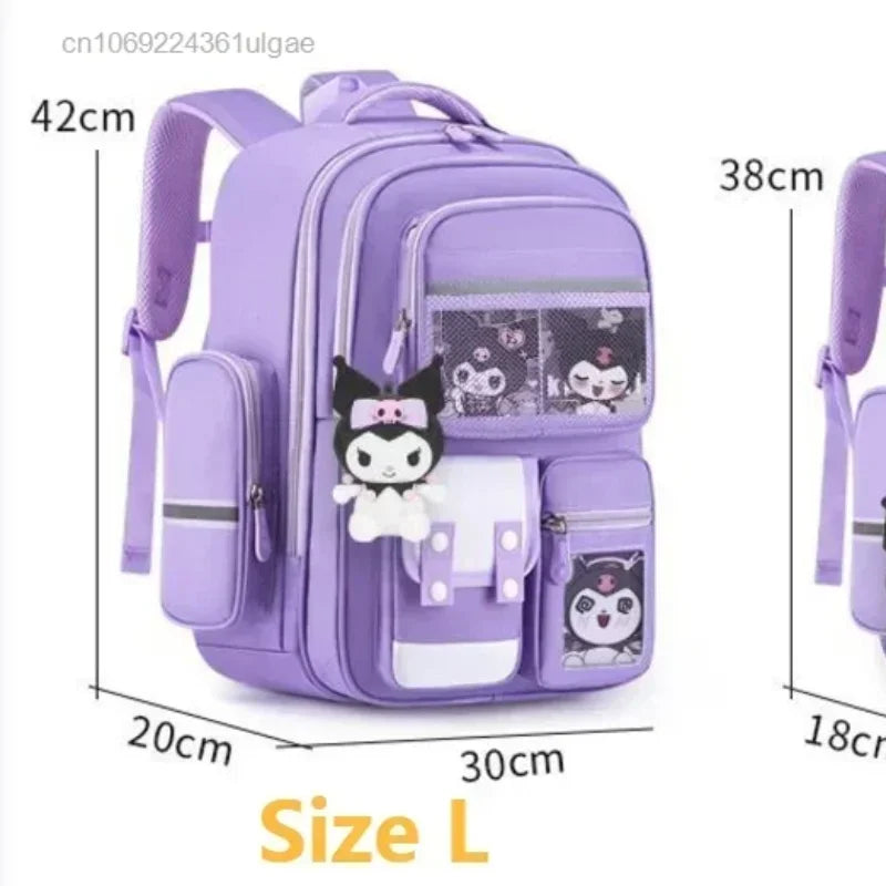 Sanrio Kuromi Luxury Girls Student Backpack Large Capacity Shoulder Bag Lightweight Fashion Cute Ultra Light Children's Backpack