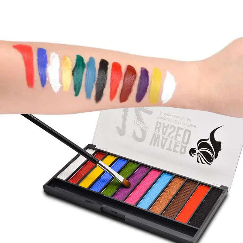 Face Body Painting eye make up Kids face Flash Tattoo Art Halloween Party body Dress Beauty makeup  Palette with brush kit