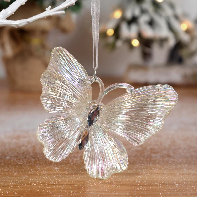 Snowflake Icicle Drop Ornaments Crystal Christmas Tree Transparent Decoration Pendant Xmas Home Tree Decor Hanging New Year 2024