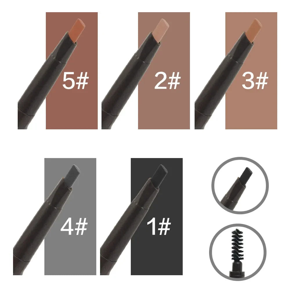 5 Color Double Ended Eyebrow Pencil Waterproof Make Up Long Lasting No Blooming Rotatable Triangle Eye Brow Tattoo Pen Makeup