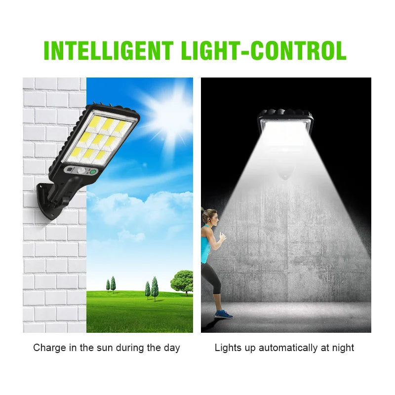 Solar Street Lights Outdoor Waterproof Motion Sensor Wall LED Lamp with 3 Lighting Mode Solar Powered Lights for Garden Patio