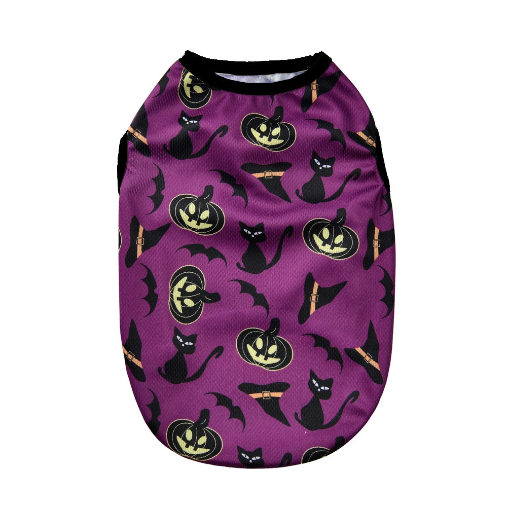 Halloween Dog Clothes for Small Medium Dogs Cats Autumn Winter Party Dressed Up Puppy Print Sleeveless Vest Chihuahua Clothing