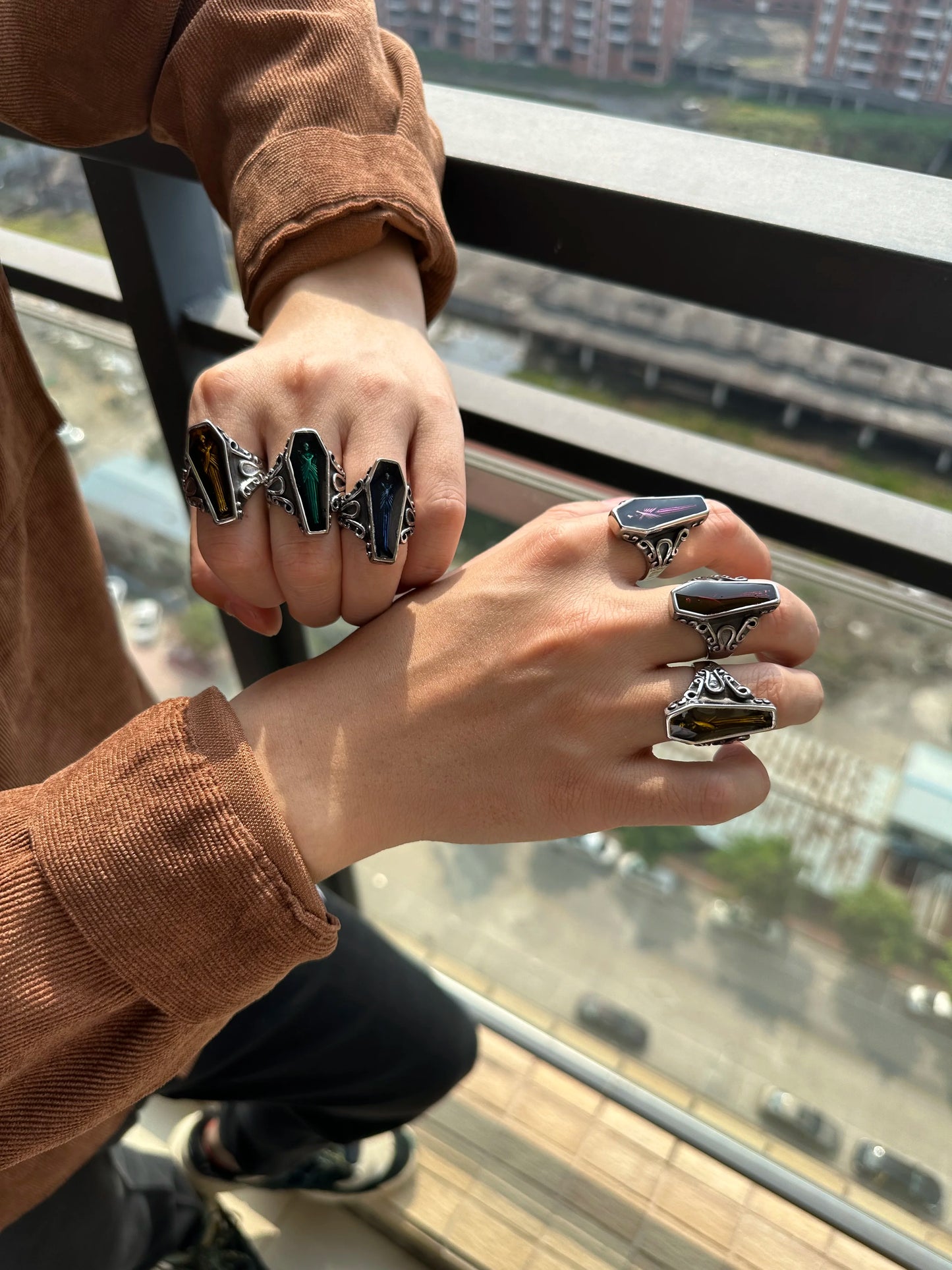 5 Color Coffin Mummy Ring 316L Stainless Steel Jewelry Punk Biker Style Ring Size 7-13 Personal Design