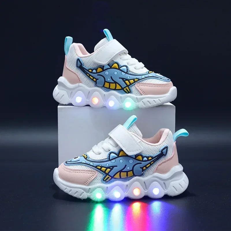 Tennis Shoes LED Children Trainer Cartoon Boy Casual Sneaker for Boy Kid Shoe Girl Mesh Breathable Shoe Baby Illuminated Shoe