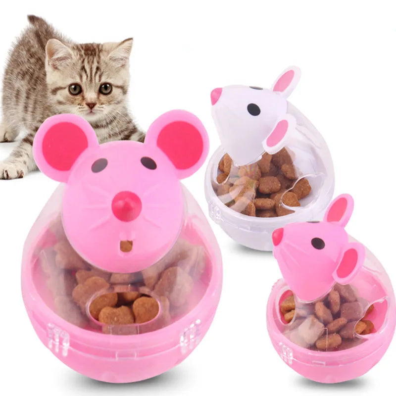 Cat Food Leakage Toys Interactive Food Funnel Plastic Cat Food Dispenser Mouse Ball Shape Tumbler Puzzle Training  Pet Supplies