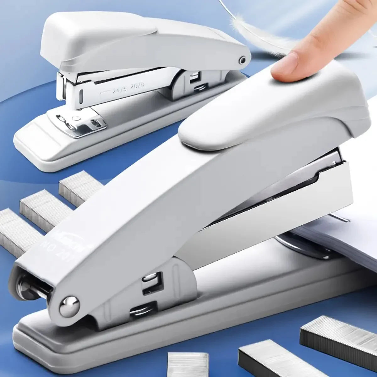 1 Pcs New Portable White Or Black Multifunctional Metal Stapler with Simple Creativity for Student Schools and Offices