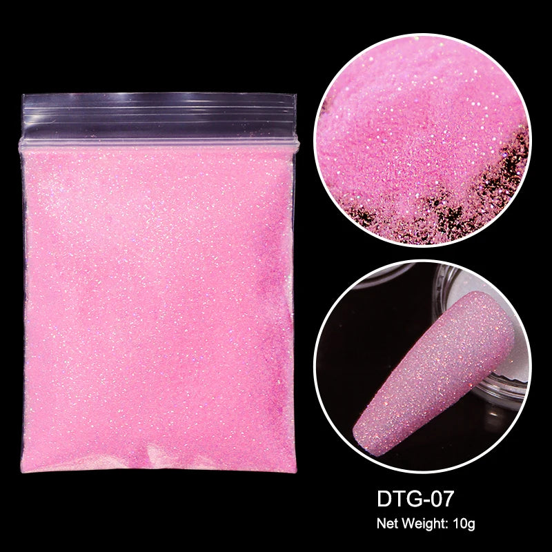 10g/bag Shining Sugar Nail Glitter Colorful Powder Candy Coat Effect White Black Pigment Dust Nails Art Decorations DIY Supplies