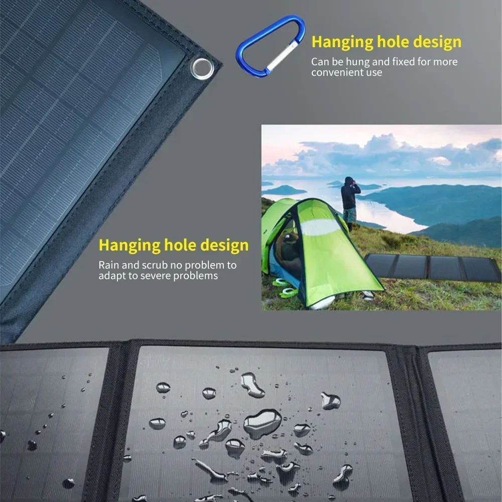 Foldable Solar Panel 7W/10W/21W/28W/30W/60W/100W Power Bank Charger USB For Cell Phone Camping Waterproof Emergency Power Supply