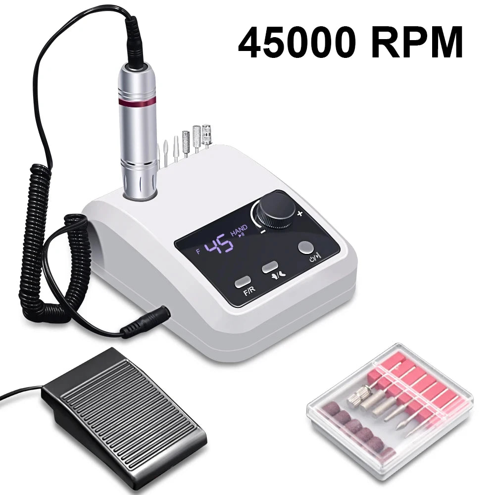 45000 RPM Electric Nail Drill Machine for Nails Electric File HD Display Metal Manicure Pen Professional nail lathe Sander