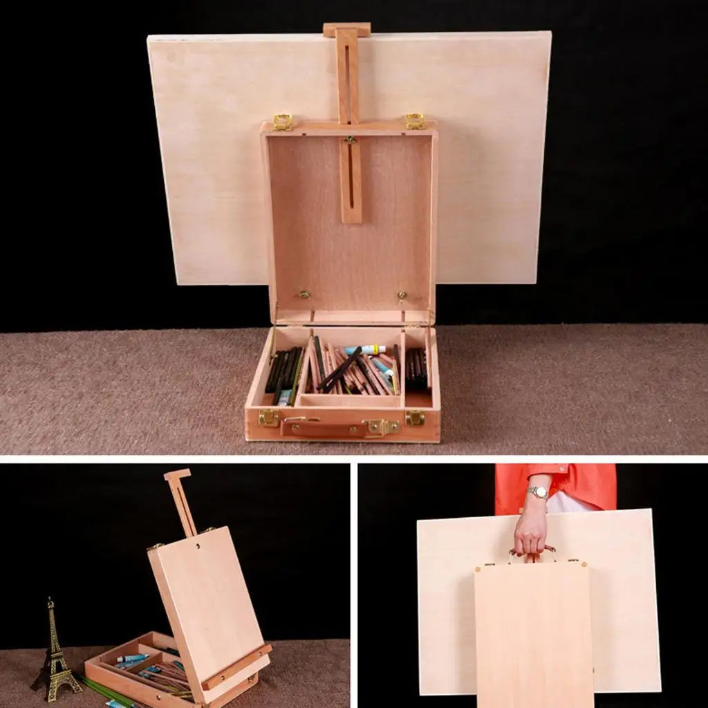 Wooden Art Easel Box Case for Painting with Storage Beechwood Sketch Easel Easel for Adult Beginner Professionals Painters