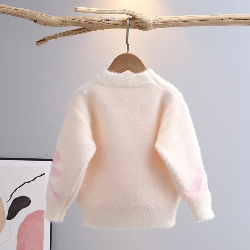 Nice Children's Sweater Autumn Winter 2023 Baby Dragonfly Pattern Pullover Bottoming Shirt Girls Preppy Style Sweaters GY09221