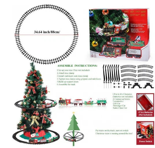 Christmas Train Set With Lights Sounds Railway Tracks Sets Locomotive Engine Fo Christmas Tree Gift For Kids Train Toy Car