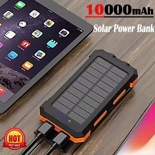 for Xiaomi 10000mAh Portable Solar Power Bank External Battery Fast Charging Waterproof Powerbank with SOS Flashlight Poverbank