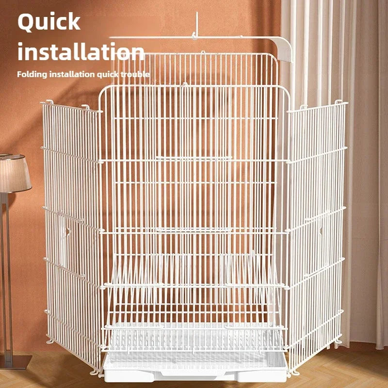 Parrot Bird Cage Tiger Skin Luxury Home Heightening Large Villa Full Set Home Large Space Ornamental Cage Birds Cage Accessories