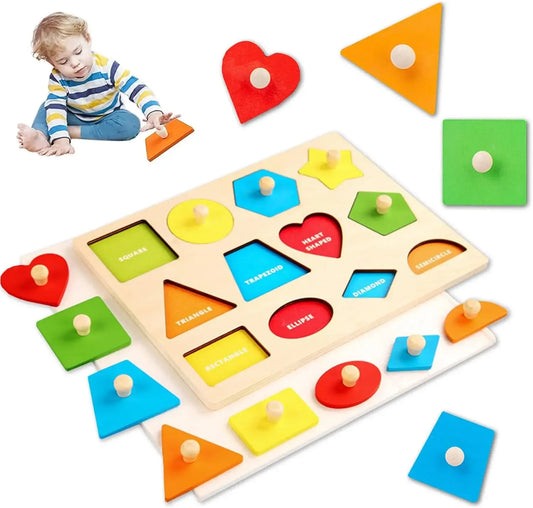 Montessori Shape & Color Sorter Wooden Toys for Toddlers，Educational Learning Puzzle Geometric Shape Sorting Toy