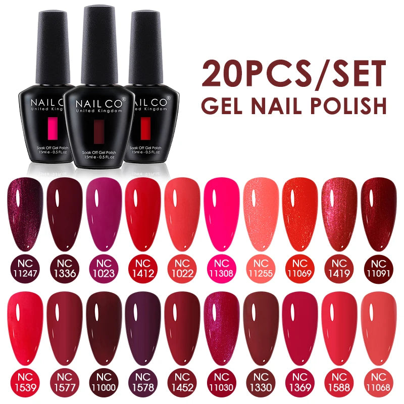 NAILCO 15ml 10/20pcs Gel Nail Polish Set Spring Summer Color UV Gel Nail Art All For Manicure  Gel Paint For DIY Professionals