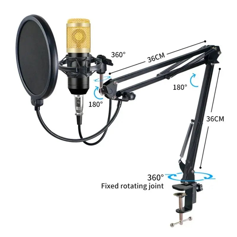 BM800 V8 Sound Card Set Professional Audio Condenser Mic Studio Singing Microphone for Karaoke Podcast Recording Live Streaming