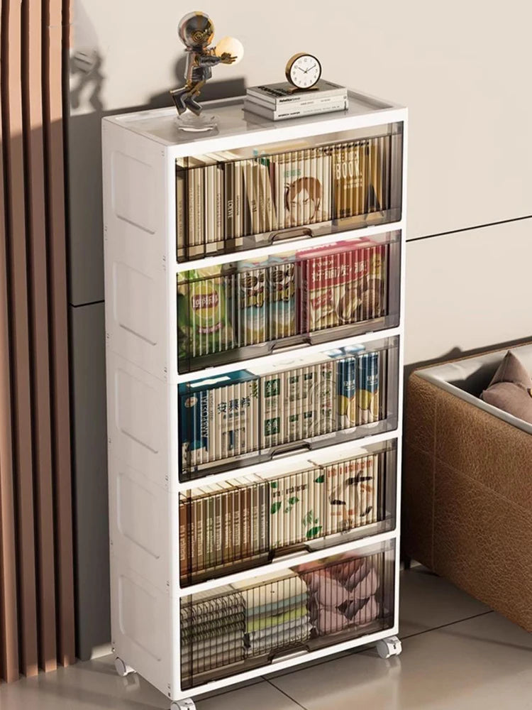 Flip Storage Cabinet Living Room Snack Storage Rack Bedroom Multi-Layer Storage Shelf Multi-Functional Storage Bins Shoe Boxes