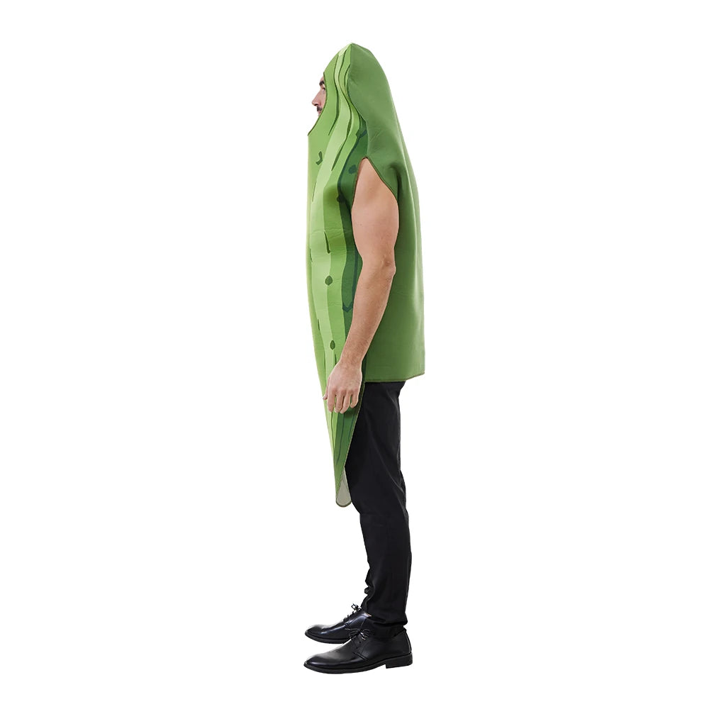 Funny Green Cucumbers Vegetable Halloween Pickle Costume Easy Pull On Costume for Men Carnival Easter Purim Fancy Dress