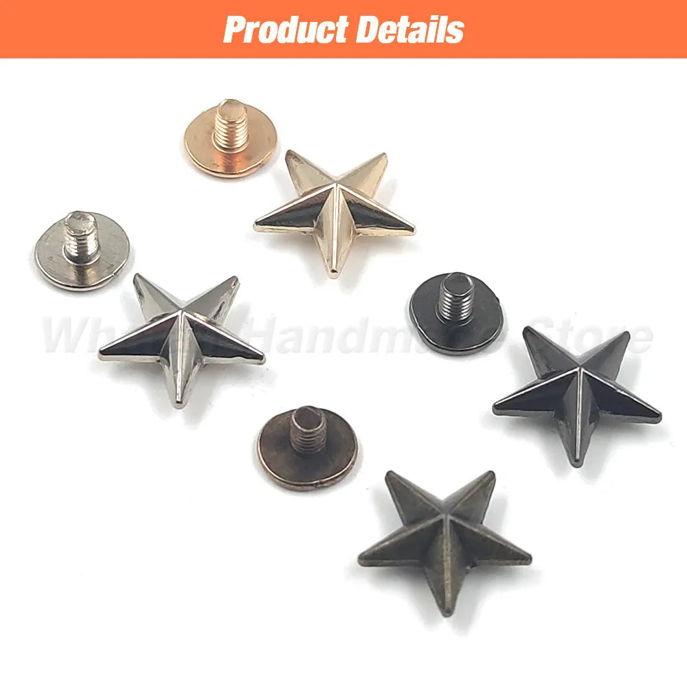 5-10pcs 12/13.5mm Metal Stars Rivets Screw Punk Studs For Clothing Garment Shoes Hat Leather Belt DIY Decor Clothes Accessories