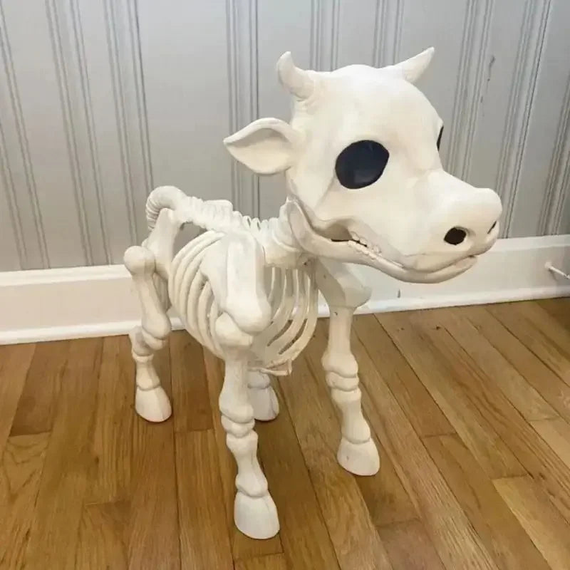 Halloween Cow Skeleton Decoration Mini Desktop Cow Skeleton Removable Articulated Cow Skeleton Halloween Bull Skeleton Statue