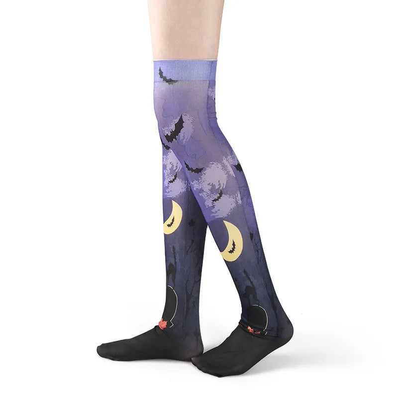 Halloween Cosplay Stockings For Women Halloween Costumes Lolita Over Knee Socks Female Printed Long Socks Clothing Accessories