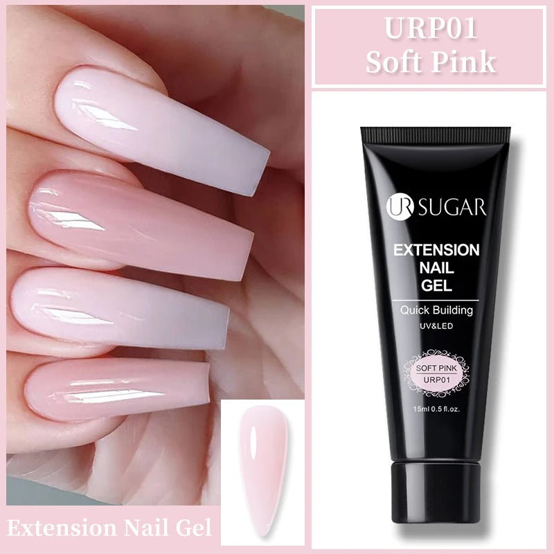 UR SUGAR 15ml Nude Pink Quick Extension Nial Gel Milky Jelly White Nail Gel Polish Semi Permanent Varnish UV LED Extension Gel