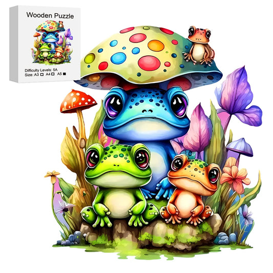 Frogs Wooden Puzzle for Jigsaw Lover, Uniquely Stress Relieves Toys, Christmas Birthday Gift Home Decor Family Games