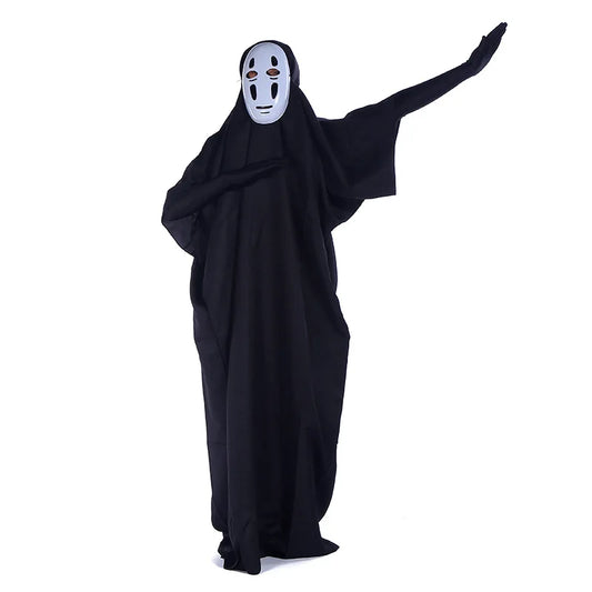 No Face Man Cosplay Costumes Halloween Outfits Full Set Costume Suit with Mask+Clothes+Gloves Japanese Anime Cosplay Set