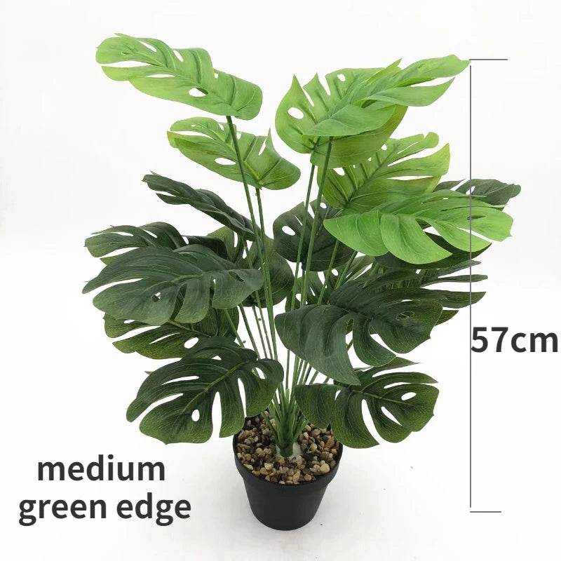 57cm/75cm Nordic Artificial Plant 18 Turtle Back Leaves Longevity Leaf Home Interior Decoration Large Green Plant Fake Plant DIY