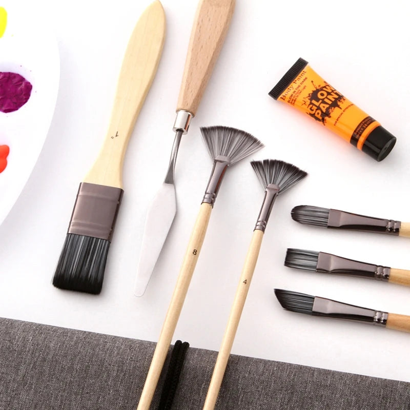 24Pcs Professional Paint Brush Artists Paintbrush Kit for Beginner Watercolor Oil Rock Stone Canvas Painting Mininatures DIY Eas