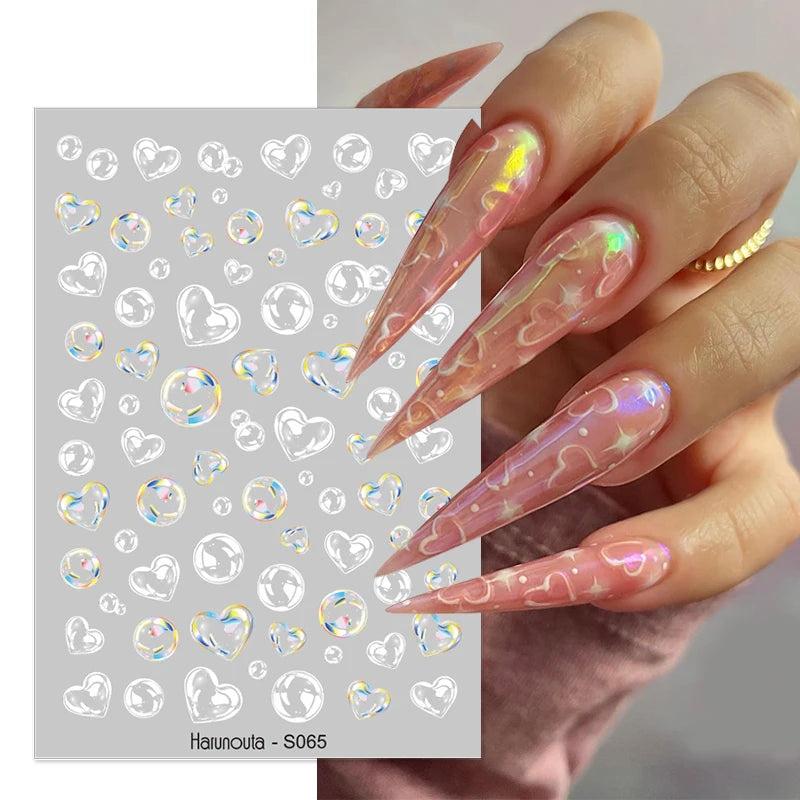 Sliver Stars Nails Stickers 3D Laser Stylish Adhesive Nail Sticker Manicure Decoration Nail Stickers for Nails Nail charms